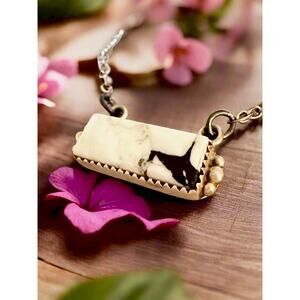 Wild Horse Jasper Bar Necklace Southwestern Sterling 18” Adjustable